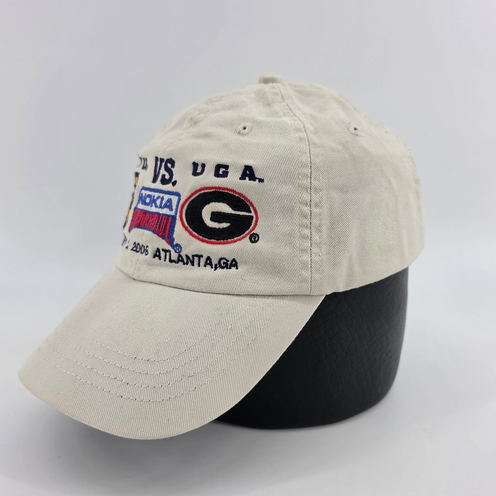 Vtg 2006 Sugar Bowl Hat NWT West Virginia WVU vs Georgia UGA Football Cap Khaki